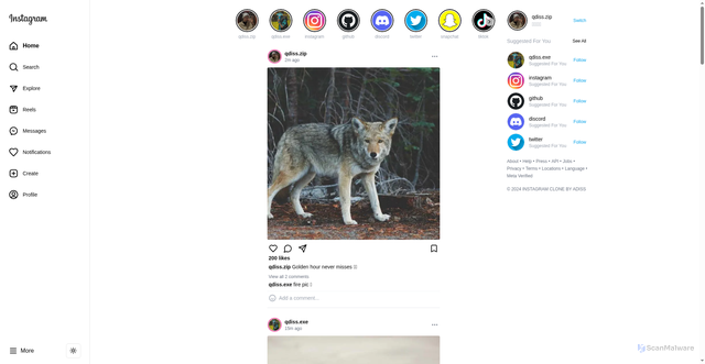 Security scan screenshot of https://instagram-frontend-lime.vercel.app/