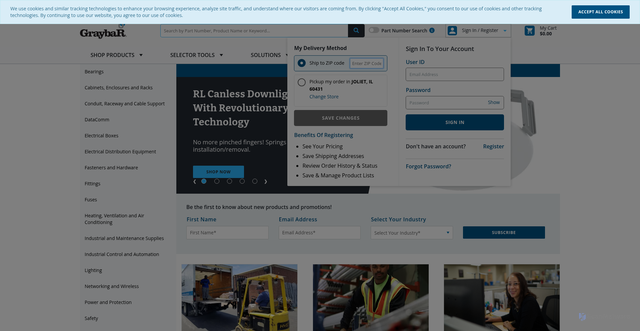 Security scan screenshot of https://graybar.com