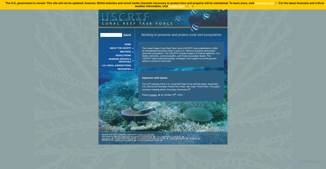 Security scan screenshot of https://taskforce.coralreef.noaa.gov/