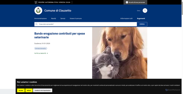 Security scan screenshot of https://www.comune.clauzetto.pn.it/