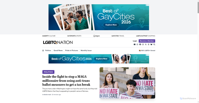 Security scan screenshot of https://lgbtqnation.com