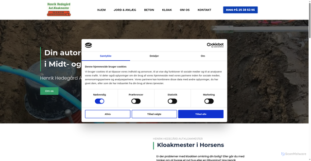 Security scan screenshot of https://henrik-kloakmester.dk