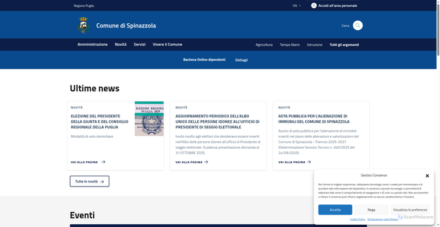 Security scan screenshot of https://www.comune.spinazzola.bt.it/