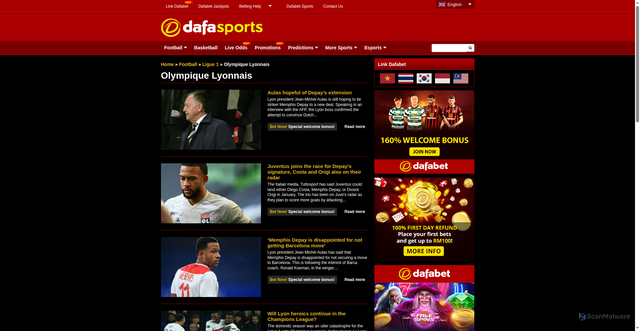 Security scan screenshot of https://dafabetsports.com/en/football/ligue-1/lyon