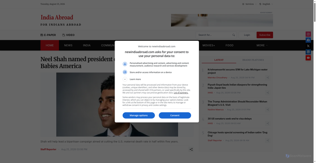 Security scan screenshot of https://newindiaabroad.com/