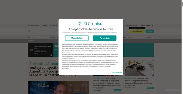 Security scan screenshot of https://cronista.com