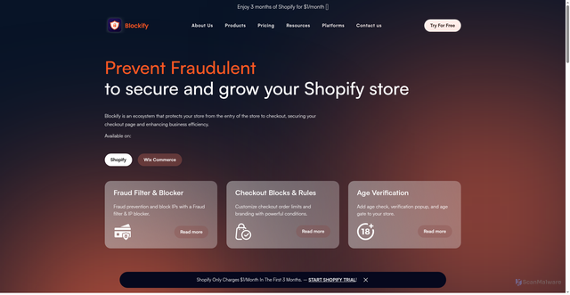 Security scan screenshot of https://blockifyapp.com