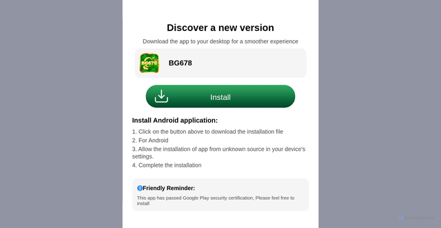 Security scan screenshot of http://bg678b9n.com/