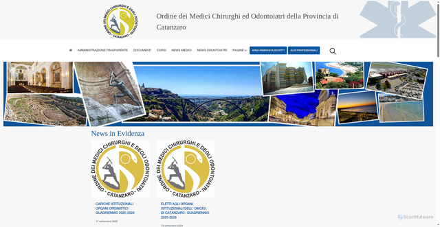 Security scan screenshot of https://www.ordinedeimedicicz.it/