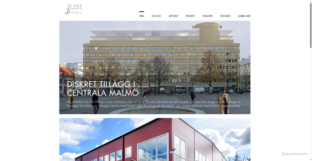 Security scan screenshot of https://justarkitektur.se