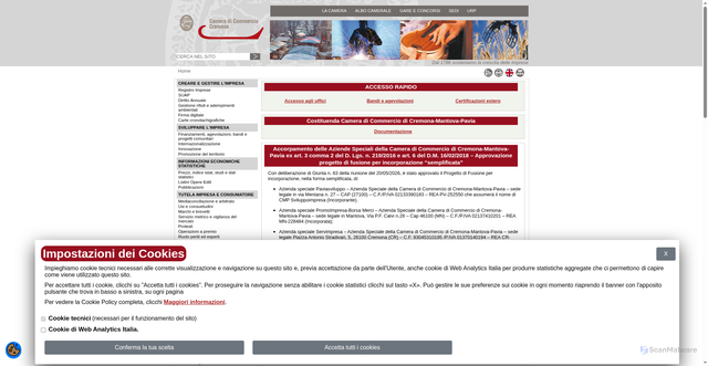 Security scan screenshot of https://www.cr.camcom.it