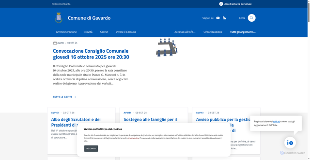 Security scan screenshot of https://www.comune.gavardo.bs.it/