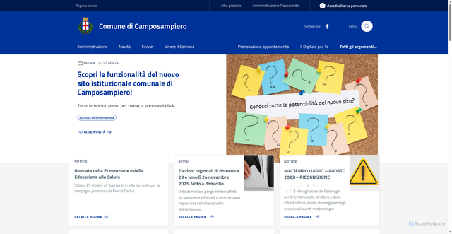 Security scan screenshot of https://www.comune.camposampiero.pd.it/