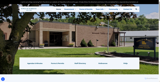 Security scan screenshot of https://townofnorwichny.gov/