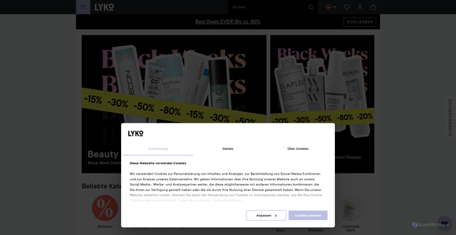 Security scan screenshot of https://lyko.com/