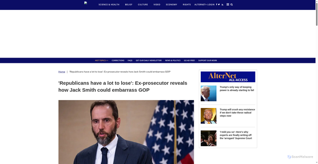 Security scan screenshot of https://www.alternet.org/jack-smith-embarrass-gop/