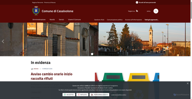 Security scan screenshot of https://www.comune.casalvolone.no.it