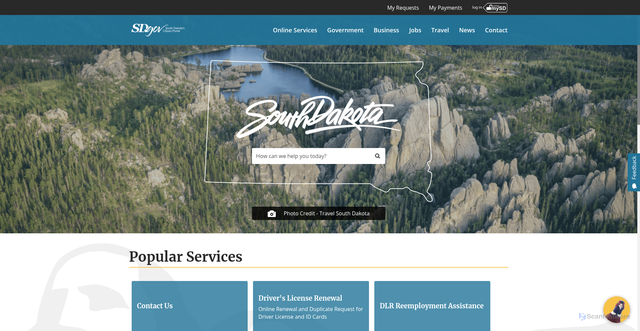 Security scan screenshot of https://www.sd.gov/cs