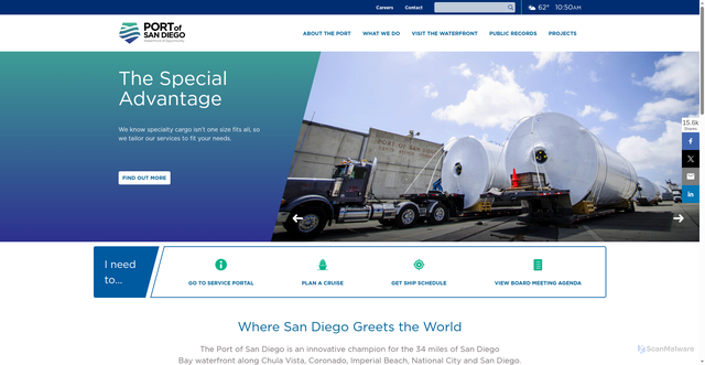 Security scan screenshot of https://www.portofsandiego.org/