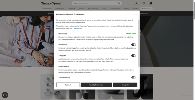 Security scan screenshot of https://www.tommeetippee.com