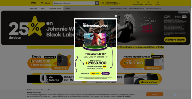 Security scan screenshot of https://exito.com