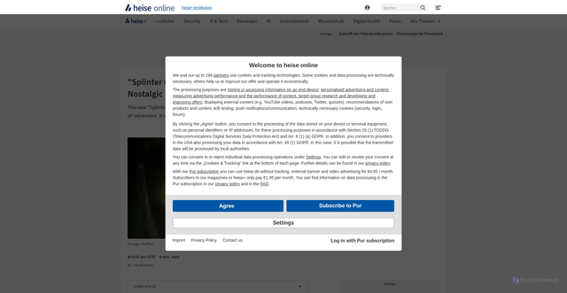 Security scan screenshot of https://www.heise.de/en/tests/Splinter-Cell-Deathwatch-on-Netflix-Nostalgic-bloodbath-10751246.html