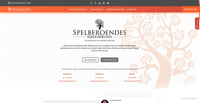 Security scan screenshot of https://spelberoende.se/
