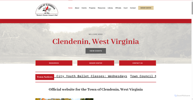 Security scan screenshot of https://clendeninwv.gov/