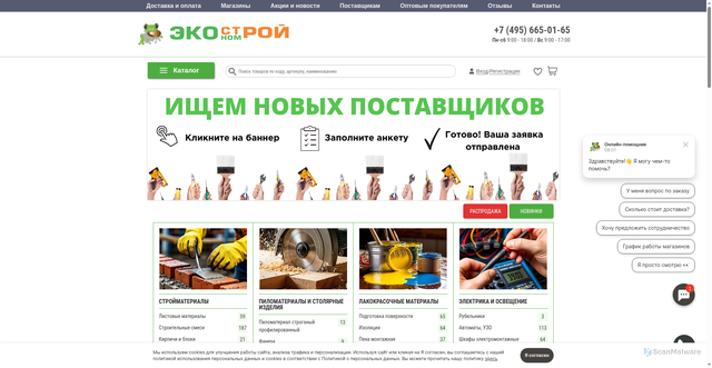 Security scan screenshot of https://www.ekonomstroy.ru