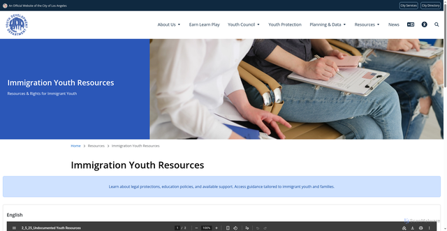 Security scan screenshot of https://ydd.lacity.gov/resources/immigration-youth-resources