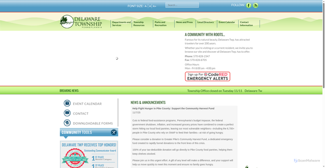 Security scan screenshot of https://delawaretownshippa.gov/
