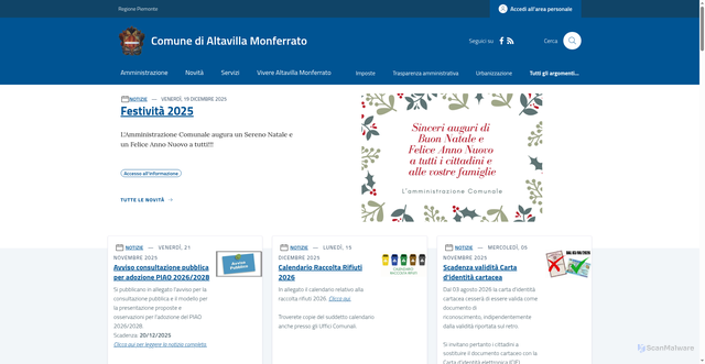 Security scan screenshot of https://www.comune.altavillamonferrato.al.it/