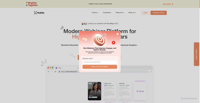 Security scan screenshot of https://hubilo.com