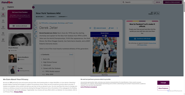 Security scan screenshot of https://newyorkyankees.fandom.com/wiki/Derek_Jeter