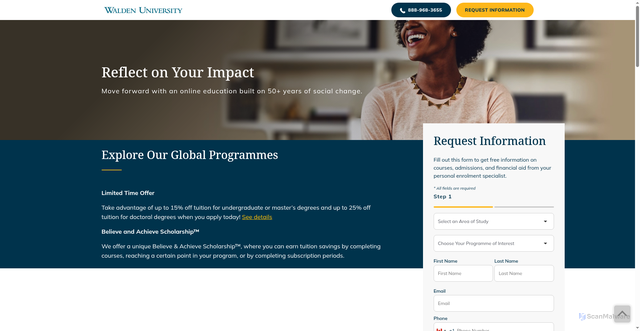 Security scan screenshot of https://info.waldenu.edu/