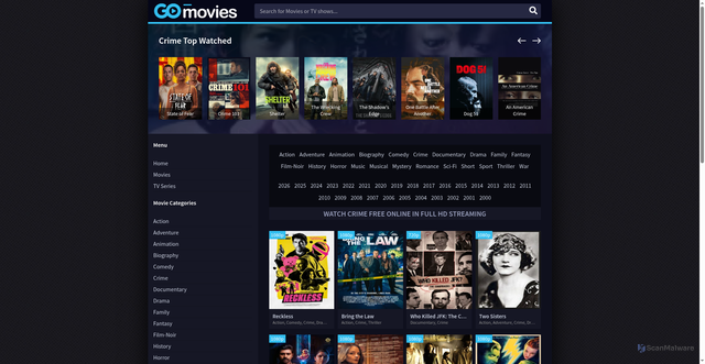 Security scan screenshot of https://moviesdl.net/films/crime/