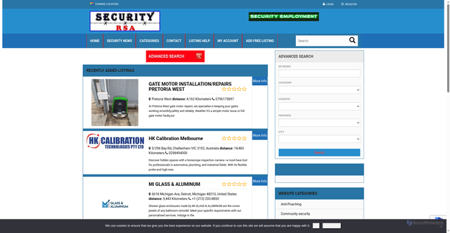 Security scan screenshot of securityrsa.net