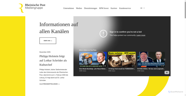 Security scan screenshot of https://rheinischepostmediengruppe.de
