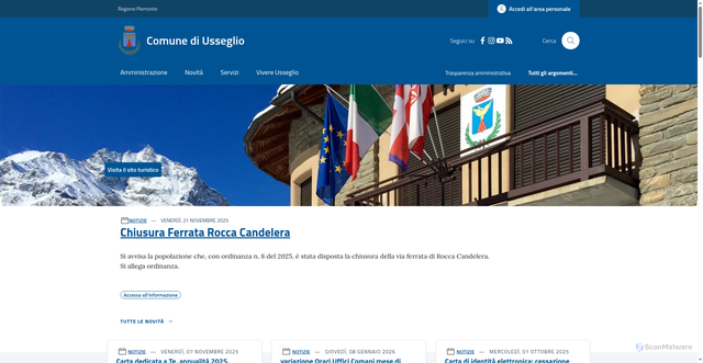 Security scan screenshot of https://www.comune.usseglio.to.it/