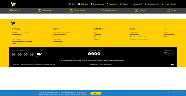 Security scan screenshot of https://futek.com