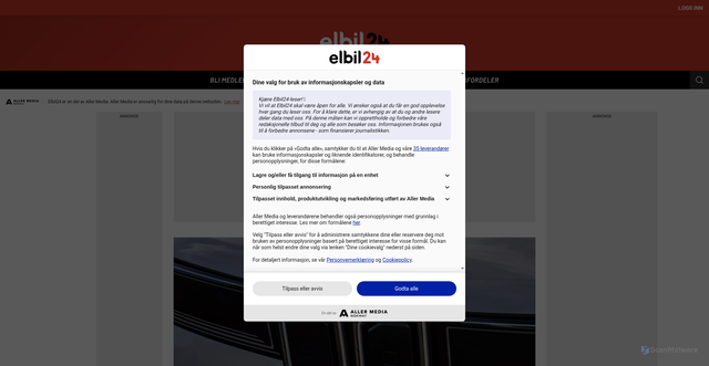Security scan screenshot of https://elbil24.no