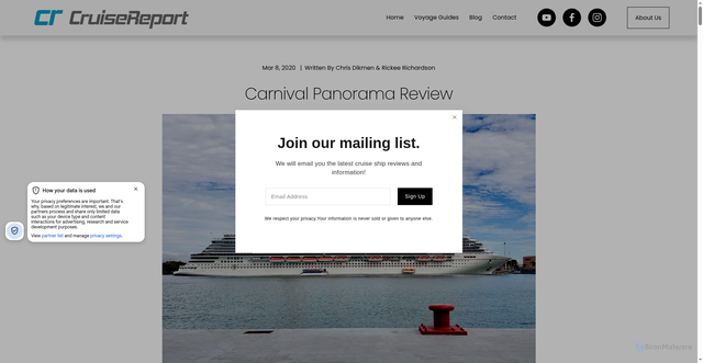 Security scan screenshot of https://cruisereport.com/cruise-ship-reviews-1/carnival-panorama