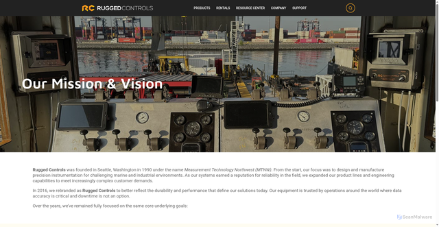 Security scan screenshot of https://rugged-controls.com/about-rugged-controls/