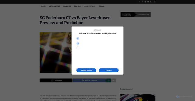 Security scan screenshot of https://thehardtackle.com/round-up/2025/10/28/sc-paderborn-07-vs-bayer-leverkusen-preview-and-prediction/