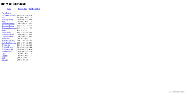 Security scan screenshot of http://hub.duckplatform.net/docs/tests/