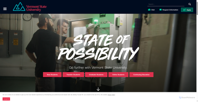 Security scan screenshot of https://vermontstate.edu/