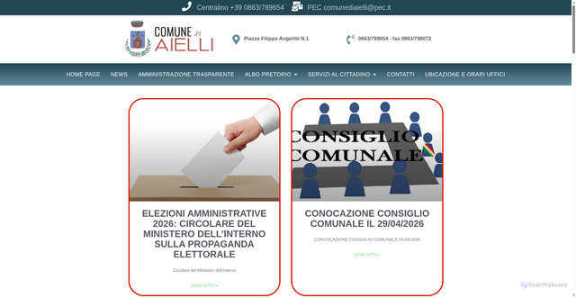 Security scan screenshot of https://www.comunediaielli.it