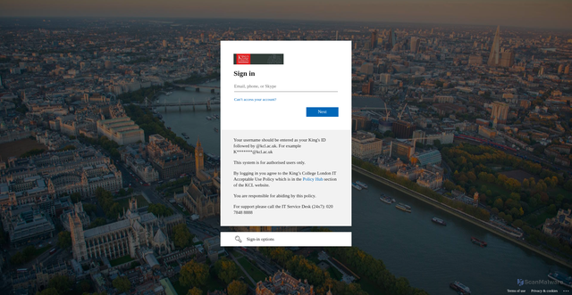 Security scan screenshot of https://keats.kcl.ac.uk