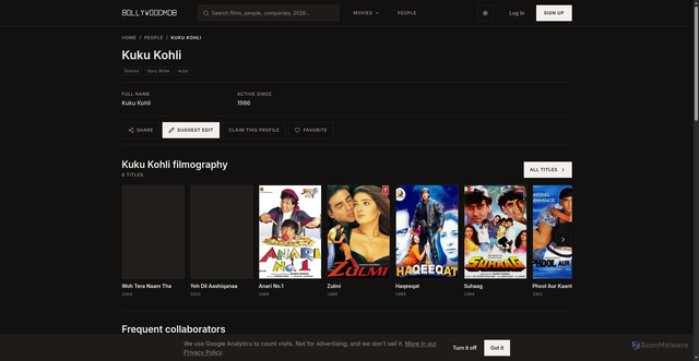 Security scan screenshot of bmdbcc.bollywoodmdb.com