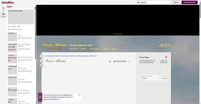 Security scan screenshot of https://gracieabrams.fandom.com/wiki/Gracie_Abrams